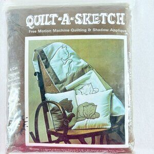 Vintage 1983 Quilt A Sketch Free Motion Machine Embroidery Kit # 601 Cats